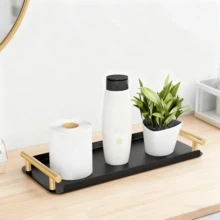 Bathroom Towel Rack, Bathroom Towel Rack Tray, Guest Towel Rack With Golden T-Shaped Handle, Towel Tray, Suitable For Desktops, Kitchen - Multicolor - View 3