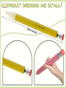 1支13.78英寸巨型铅笔，适用于艺术家、画家、学生，带橡皮擦的大号木质铅笔，新奇的学校和办公用品礼品 - 彩色 - 查看 4