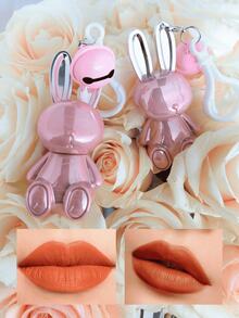 XINSON Labial Mate 2 Piezas Llavero Conejo Lip Mud Labial Rabbit Velvet Gegebear Kawaii 2 Colores - #6 - Ver 10
