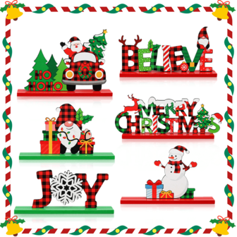 YESTARY 5/6 قطعة من قطع الطاولة الخشبية المركزية المناسبة للعناصر الكلاسيكية المختلفة لعيد الميلاد، لتزيين حفلات الشتاء والأعياد والأعراس والذكرى السنوية وحفلات الحمام الزفاف