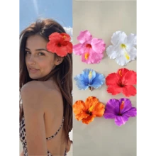 6pcs Hawaiian Flower Hair Clips Women Plumeria Hibiscus Flower Hair Clips Fashion Artificial Flower Hair Clips, Summer Holiday Beach Party Hair Accessories, Bohemian Style Fabric Hair Clips Set, Elegant Women Hair Clips, Summer Women Hair Accessories, Good For Girls Gifts, Valentine's Day Gift Value Set ,Flat Claw Clip, Hair Slide, Hair Claws, School Stuff - 彩色 - 查看 2
