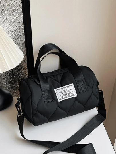 Korean-Style Quilted Handbag - Nylon, Casual, Lightweight Crossbody Bag For Outdoor & Commuting, Versatile Shoulder Bag,