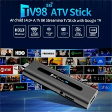 TV98 Stick 安卓 14 全志 H313 四核处理器 HDR 10 4K 语音遥控 4G 5G 双频 WiFi 高清播放器