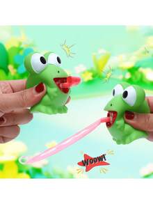 1 Piece Frog Squeeze Toy With Tongue Out, Fun Fidget Sensory Toy, Anti-Stress Dinosaur Squeeze Toy With Sound For Kids, Dinosaur Toys, Toys For 1 Year Old, Toys For Kids, Toys For Toddlers, Toys For Toddlers, Fidget Toys For Teens - Green - View 2