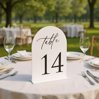 1-40 Acrylic Arch Table Number Plates With Display Stands, Suitable For Wedding Reception Decor, Dining Table, Party, Anniversary, Events