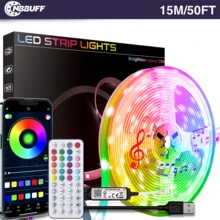 NBBUFF LED Light For Bedroom,3ft-65ft RGB LED Strip Lights, Can Be Controlled By Mobile APP And 44-Key Remote Control, Can Change Colors Synchronously With Music, Can Be Timed, Adjust Brightness Very Easy To Install, LED Lights Suitable For Children's Room Decor, Festival Celebration Atmosphere Lighting, Home Decor Wall Decor