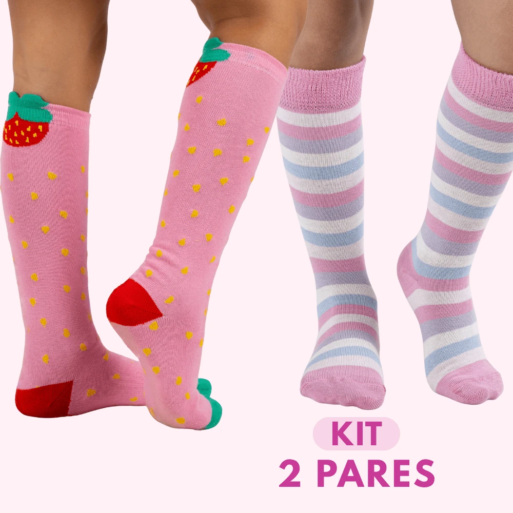 Children's Socks Kit Girls 3/4 Cotton Long Shaft Galochita Colorful Striped Feminine Fashion Thick - 查看 1