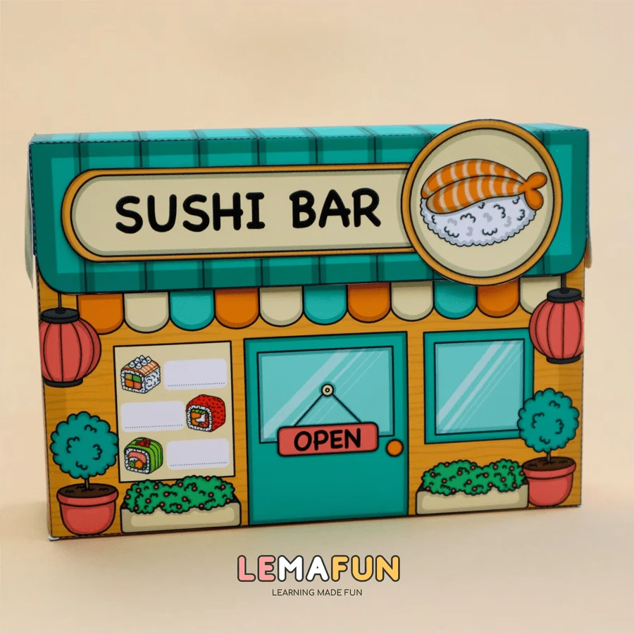 DIY Children's Quiet Book Toy For Sushi Restaurant Role Play, Family Educational Puzzle Toy, 3D Sticker Scenes Handmade Craft Activity Book - Multicolor - View 1