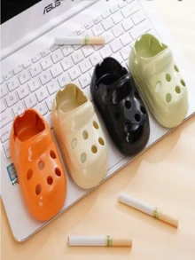 1個獨特軟陶陶瓷克羅格鞋造型菸灰缸，逼真日常用品設計，適合居家、辦公室、飯店裝飾，情人節與新年完美禮物，春節收藏品，適用於房間裝飾、臥室裝飾、秋季居家裝飾、派對禮物、男士禮物 - 彩色 - 查看 3