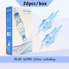 BLUE GENIE 20支装蓝色纹身针头 1 3 5 7 9 11 13 RS RM M1 化妆永久带膜安全针头一次性纹身针 - 淺藍色 - 查看 2