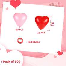 50 Stücke 10-Zoll rote & rosa herzförmige Latex-Luftballons, geeignet für Valentinstag, Hochzeitstag, Verlobung, Geburtstag, Garten, Firmenjubiläum, Abschluss, Party, romantische Dekoration - Verschiedenfarbig - Übersicht 7