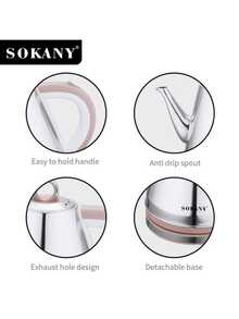 SOKANY-1083 电水壶，1.5L 大容量不锈钢电水壶，快速沸腾，自动断电，防烫设计，防干烧保护，可靠耐用，适合家庭、办公室、宿舍和房车使用。 - 查看 4
