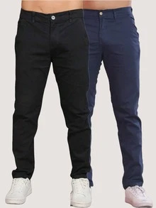 Men's Twill Pants Kit Men's Pants With Lycra Elastane - 海軍藍 - 黑色 - 查看 1