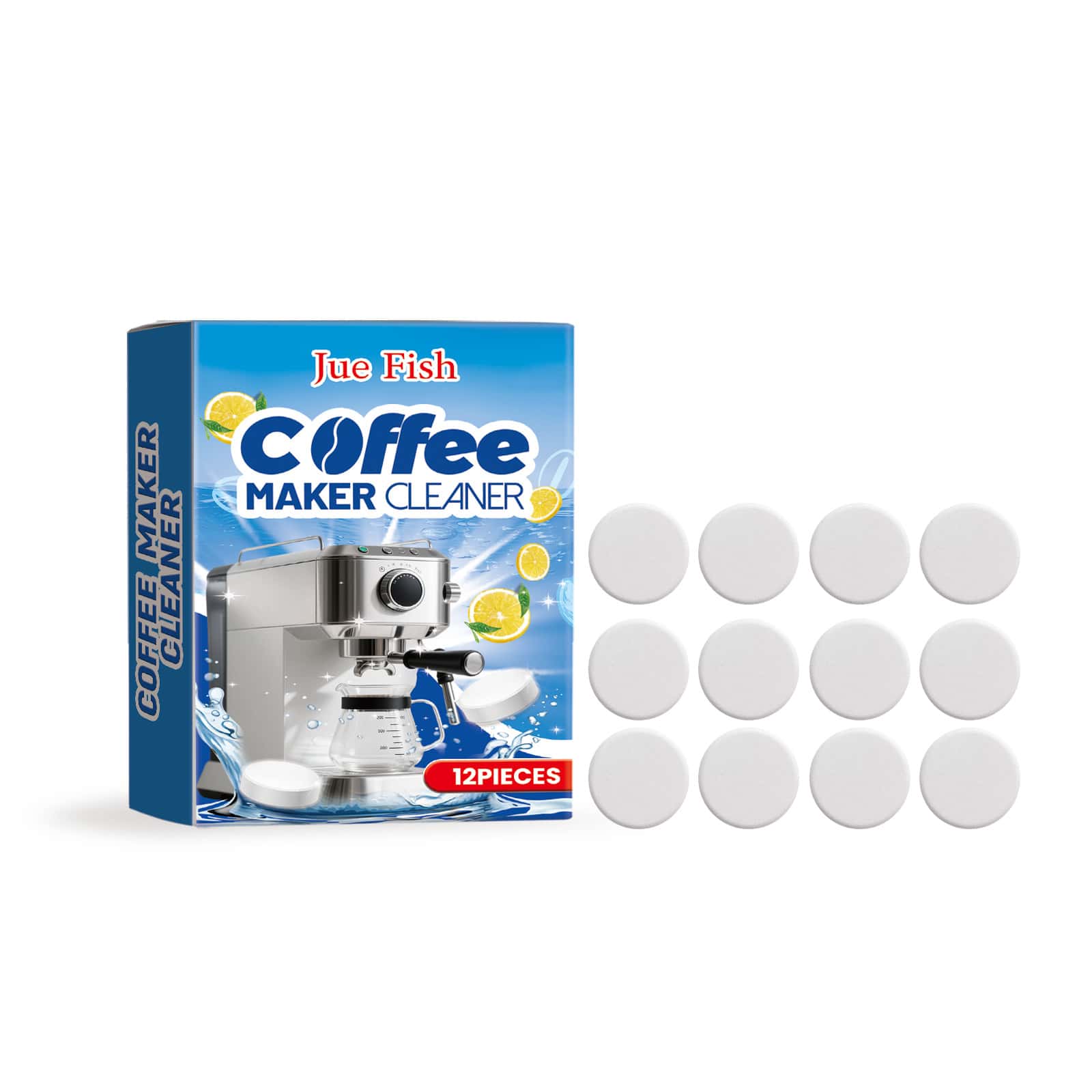 [Arrive In Three Days] 1/2/3 Boxes Juefish Coffee Machine Cleaning Sheet Coffee Machine Stain Removing Filter For Cleaning Household General Cleaning Sheet. - A Box Of 12pcs - View 1