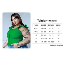 Women's Summer Plus Size Cropped Blouse With Ruffled Sleeves, Button Detail, Back Zipper, Curve Look, Sizes 44 To 54 - Green - View 5
