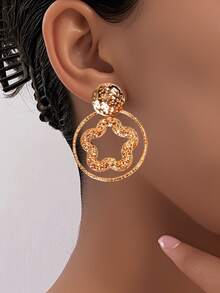 2Pcs Fashionable Minimalist Geometric Hoop Earrings
