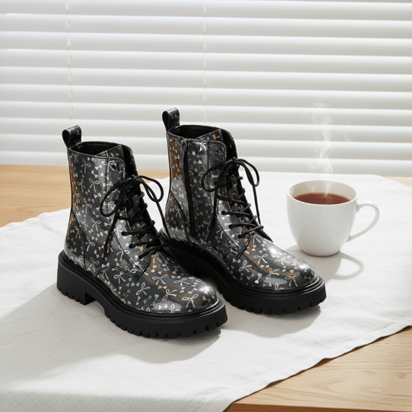 بوت برقبة قصيرة بنمط شارع عصري، بنعل سميك وحذاء بنمط أوروبي جديد لخريف/شتاء 2025، بنمط كاجوال متعدد الاستخدامات وبرباط