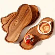 1pc Rosewood Tray - Multifunctional Plate For Breakfast, Desserts, Snacks, Sushi - Durable Fruit Tray For Home Kitchen And Dining Room - Tabletop Decor, Wooden Tray, Fruit Plate, Wooden Dessert Plate, Coffee Milk Snack Wooden Plate, Cake Plate, Kitchen Accessories, Home Decor - Brown - View 2