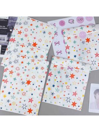 4.7x6.7 英寸纸质礼品包装袋，彩色星形图案礼品袋，小型礼品收纳袋，配件礼品袋，适合 DIY 工艺礼品袋，圣诞节、情人节、节日糖果收纳袋、婚礼、生日和派对礼品袋。