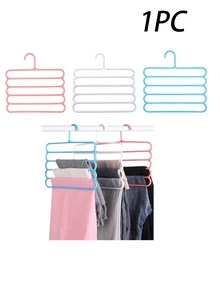 1pc/3pcs/5pcs Household Multi-Layer Pants Rack, Five Layer Anti Slip Storage Pants Rack, Multifunctional Seamless Clothes Hanger, Scarf, Tie, Drying Rack, Room Decoration, Home Decoration, Bedroom Decoration, Storage, Creative, Multi-Functional Bold Five Layer Pants Rack, Drying Rack, Anti Slip Drop Pants Storage Rack