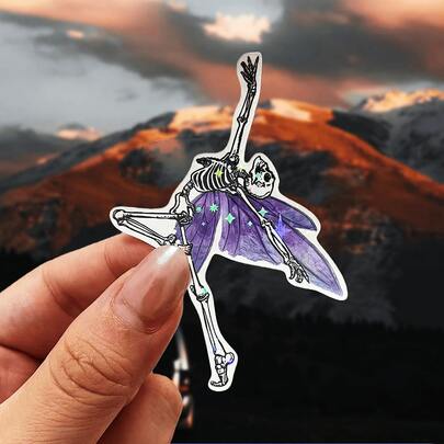 1pc/3pcs Dancing Skull & Butterfly Waterproof Sticker - Perfect For Cars, Motorcycles, Laptops, And Skateboards - Vinyl Stickers | Perfect For Decorating Water Bottles, Glasses, Laptops, Diaries | Natural Plant Design, Durable Waterproof