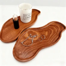 1pc Rosewood Tray - Multifunctional Plate For Breakfast, Desserts, Snacks, Sushi - Durable Fruit Tray For Home Kitchen And Dining Room - Tabletop Decor, Wooden Tray, Fruit Plate, Wooden Dessert Plate, Coffee Milk Snack Wooden Plate, Cake Plate, Kitchen Accessories, Home Decor - Brown - View 5