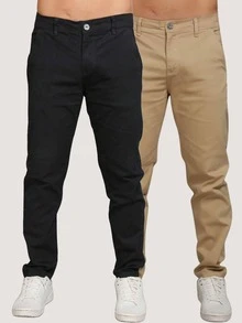 Men's Twill Pants Kit Men's Pants With Lycra Elastane - BLACK - BEIGE - View 11