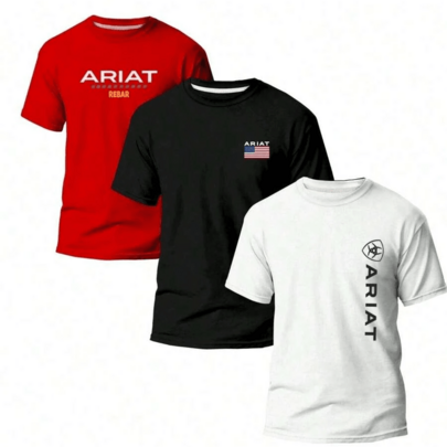 Kit 3 Camisetas Masculina Variáveis 3 Moda Country Rodeio Texas Camisa 100% Algodão Premium Blusa Estampada