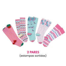 Children's Socks Kit Girls 3/4 Cotton Long Shaft Galochita Colorful Striped Feminine Fashion Thick - 查看 2