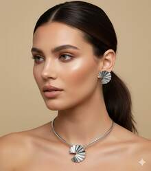 Gold And Silver Plated Organic Geometric Choker Set – Modern And Adjustable Design - 銀色 - 查看 2