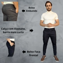 Men's Fine Sport Pants Premium Satin Fabric Tailoring Built-In Pocket - 黑色 - 查看 6