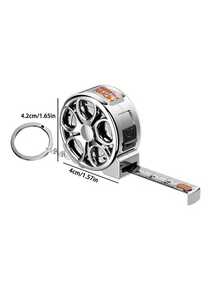 1pc Mini Keychain Tape Measure, 78.74 Inch Steel Retractable Ruler, Compact Steel Ruler, Blank Stainless Steel Measuring Tape With Metric And Imperial Dual Scale, Multifunctional Steel Ruler, Gift Ruler