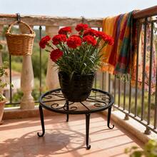 [2025 Best-Selling Plant Stands]Pack Of 2 - Black/White Metal Flower Pot Holder, Vintage Style Heavy Duty Pot Plant Holder, Indoor And Outdoor Metal Rustproof Iron Garden Container Round Support Rack, Made Of Heavy-Duty Iron Material, Strong And Durable, Not Easy To Bend Or Break, Wear-Resistant, Resistant To Daily Scratches, Not Easy To Rust And Deteriorate, Presenting A Classic Aesthetics For Holding Potted Plants, Vases, Fruit Baskets, Whisky Barrels, And So On. - Đen/2 chiếc - Xem 9