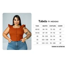 Women's Summer Plus Size Cropped Blouse With Ruffled Sleeves, Button Detail, Back Zipper, Curve Look, Sizes 44 To 54 - Terracotta - View 5