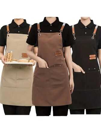 Waterproof Chef Apron, Criss-Cross Strap Design, Unisex, Adjustable Shoulder Strap And Large Pocket