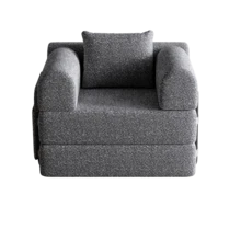 Chenille 2-In-1 Sofa Bed With Armrest Storage Pocket, Three Metal Frames And Multiple Configuration Options - 灰色 + 雪尼爾 + 1 個座位 - 查看 7