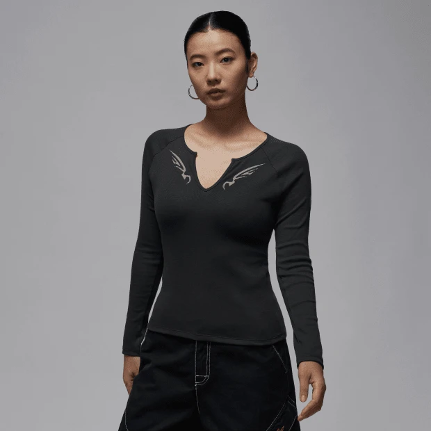 Camiseta de punto de manga larga brillante para mujer Nike Sportswear