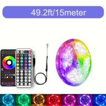 16-100 stóp lampki USB z pilotem 44-klawiszowym + aplikacja inteligentne sterowanie, lampka nocna / podświetlenie telewizora z czasową zmianą koloru RGB, paski świetlne LED do sypialni, dekoracje świąteczne, prezenty świetlne, wystrój pokoju domowego, dekoracja ścienna, impreza halloweenowa