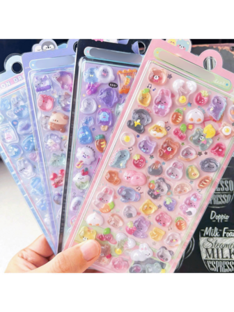 卡通3D立体趣味贴纸，水晶钻石装饰贴纸