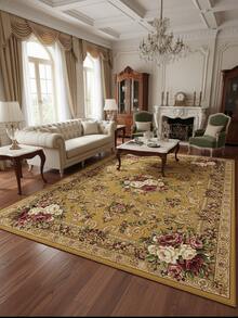 Tapete decorativo marrom com estampa floral retrô chinesa e padrão de vinhas (1 peça), ideal para sala de estar, tapete para sala de estar, tapete pequeno, tapete para sala de estar, tapete grande para sala de estar, tapete redondo, decoração de sala de estar, decoração de quarto, tapete lavável, tapete felpudo, tapete grosso, tapete grosso, tapete peludo, tapete para outono/inverno, tapete grosso.