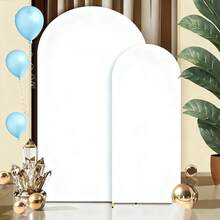 2pcs 5.9ft/6.56ft Elastic Arched Backdrop, 2D Flat, Suitable For Wedding, Party, Prom, Photo Booth (No Frame) - White - View 6
