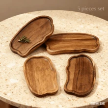 1pc Rosewood Tray - Multifunctional Plate For Breakfast, Desserts, Snacks, Sushi - Durable Fruit Tray For Home Kitchen And Dining Room - Tabletop Decor, Wooden Tray, Fruit Plate, Wooden Dessert Plate, Coffee Milk Snack Wooden Plate, Cake Plate, Kitchen Accessories, Home Decor - Brown - View 8