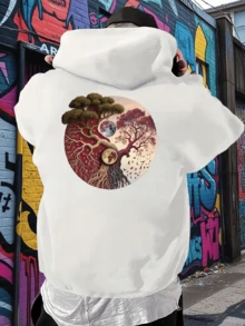 Sudadera con capucha, adecuada para todos los tipos de cuerpo, sudadera con capucha para hombres, ajuste holgado, adecuada para todas las tallas - Blanco - Ver 8