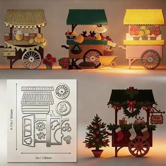 1PC Farmers Market Cart Metal Cutting Dies, New Arrival Die Cuts, Embossing Stencils For DIY Crafting Scrapbooking Supplies, Template Mould, Photo Album Decorative Paper Die Cuts For Card Making, DIY Craft Decoration