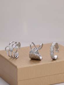 Aomogo 1pc Stainless Steel Bowknot Open Ring, Sweet & Fashionable Daily Accessory For Women Valentines,Mom,Mother,Mother's Day,Gift