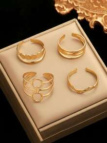 Aomogo 2 chiếc nhẫn thép không gỉ thiết kế rỗng, nhẫn mở, đơn giản và phong cách, nhẫn Unisex để đeo hàng ngày - nhẫn - Xem 8