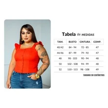 Women's Summer Plus Size Cropped Blouse With Ruffled Sleeves, Button Detail, Back Zipper, Curve Look, Sizes 44 To 54 - Orange - View 5