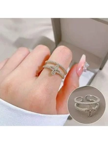 1pc Adjustable Flower Ring Fashion Jewelry For Women - Multicolor - View 11