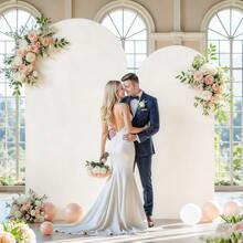 2pcs 5.9ft/6.56ft Elastic Arched Backdrop, 2D Flat, Suitable For Wedding, Party, Prom, Photo Booth (No Frame) - White - View 7