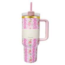 Compatible With Stanley 40 Oz H2.0 Tumbler With Handle, Double Walled Vacuum Insulated Stainless Steel Water Bottle Premium Summer Drinkware Portable Handy Flask Travel Mug Iced Coffee Cup For Outdoor Camping, Hiking, Driving, Travel, Perfect Gift Idea - 粉色 - 查看 4